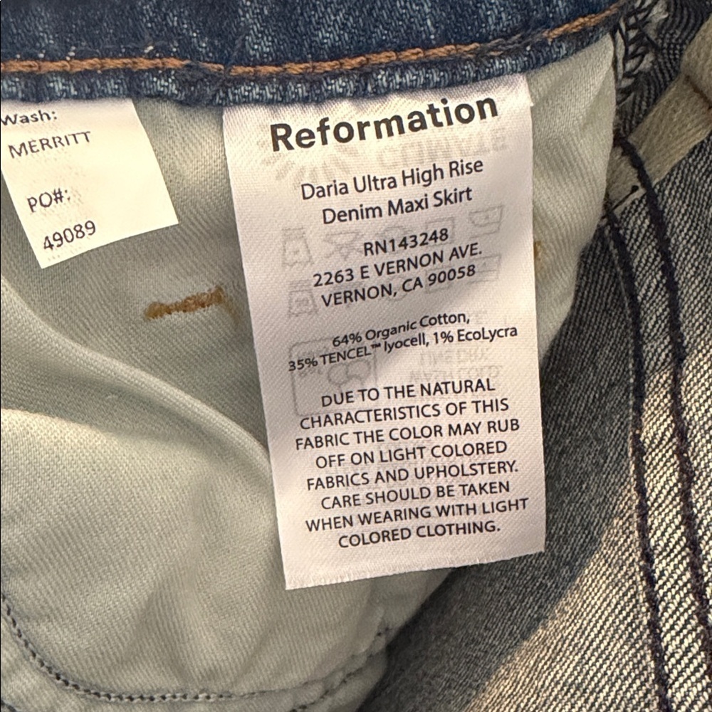 Reformation Daria Ultra High Rise Blue Denim Maxi Skirt Women - Picture 5 of 9